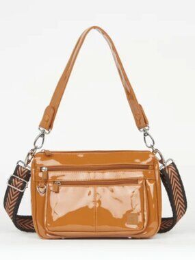 Brand New Ihkwip Broadway Convertible Crossbody in Patent Carmel